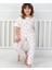 Kız Çocuk %100 Pamuklu Beyaz-Pembe Kalp Desenli Pijama Takımı 2