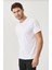 Erkek Beyaz Slim Fit Bisiklet Yaka %100 Pamuk 5\'li Tişört Paketi 2