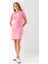 Kadın Polo Yaka Kısa Kollu Çizgili Elbise Pembe Beyaz - 25538 1