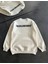 Kışlık Bisiklet Yaka Oversize Baskılı Sweatshirt - Beyaz 2