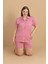 Büyük Beden Kalp Baskılı Gömlek Yaka Şortlu Pijama Takımı 2