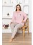 Büyük Beden Çiçek Desenli Uzun Kollu Pijama Takımı 2