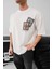 Erkek Baskılı Oversize T-Shirt - Beyaz 2