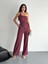 Asimetrik Crop Pantalon Ikili Takım - Gül Kurusu 5