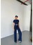 Osy Modal Yumuşak Dokulu Kumaş Kısa Kollu Crop Rahat Pantalon Ikili Takım - Lacivert 3