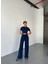 Osy Modal Yumuşak Dokulu Kumaş Kısa Kollu Crop Rahat Pantalon Ikili Takım - Lacivert 4