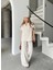 Keten Kısa Kollu Cepli Gömlek Pantolon Ikili Takım - Beyaz 2
