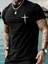 Baskılı Oversize Bisiklet Yaka T-Shirt - Siyah 1