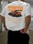 Baskılı Oversize Bisiklet Yaka T-Shirt - Beyaz 1