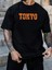 Baskılı Oversize Bisiklet Yaka T-Shirt - Siyah 2