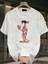 Baskılı Oversize Bisiklet Yaka T-Shirt - Beyaz 1