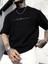 Baskılı Oversize Bisiklet Yaka T-Shirt - Siyah 1