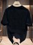 Baskılı Oversize Bisiklet Yaka T-Shirt - Siyah 2