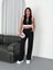 Osy Modal Yumuşak Dokulu Kumaş Tam Fermuarlı Crop Pantalon Ikili Takım - Siyah 5