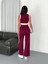 Osy Modal Yumuşak Dokulu Kumaş Tam Fermuarlı Crop Pantalon Ikili Takım - Bordo 5