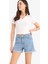 Normal Bel Yıkamalı Cepli Duble Paça Jean Şort E0701AX25SM 4