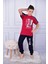 Kapip Bordo Steyle Baskılı Kısa Kollu Erkek Çocuk Pijama Takımı 11-15 Yaş 5056-B 1
