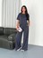 Osy Modal Yumuşak Dokulu Kumaş Bisiklet Yaka T-Shirt Bol Paça Pantalon Ikili Takım -Antrasit 3