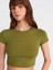 31810 Bisiklet Yaka Crop T-Shirt-Yağ Yeşil 3