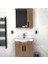 Lacrime 65 cm Beyaz Renkli Mdf, Oval Seramik Lavabolu, Alt ve Üst Dolaplı, Banyo Dolabı Takımı 2