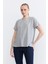 Simli Bisiklet Yaka T-Shirt - Gri 1