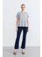 Simli Bisiklet Yaka T-Shirt - Gri 2