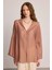 Tencel Rahat Kesim Tunik - Kahverengi 1