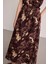 Batik Desenli Pamuk Etek - Kahverengi 4