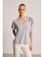 Taş Işlemeli Pamuk T-Shirt - Gri 3
