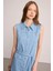 Tencel Denim Uzun Gömlek Elbise - Mavi 3