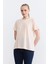 Simli Bisiklet Yaka T-Shirt - Pudra 1