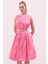 Tafta Beli Kemerli Midi Boy Balon Elbise Pembe Y2511525_038 3