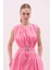 Tafta Beli Kemerli Midi Boy Balon Elbise Pembe Y2511525_038 4
