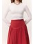 Büzgülü Gabardin Etek Kırmızı 7