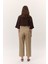 Pileli Gabardin Pantolon Kum 8