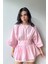 Pembe Belden Oturtmalı Rahat Kesim Bluz 2