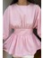 Pembe Belden Oturtmalı Rahat Kesim Bluz 4