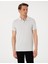 Erkek Gri Slim Fit Örme Dokulu Polo Yaka Tişört 50310171-VR024 3