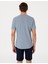 Erkek Mavi Slim Fit Keten Karışımlı Bisiklet Yaka Triko Tişört 50305973-VR036 5