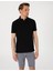 Erkek Siyah Slim Fit %100 Pamuk Kıvrılmaz Amerikan Pike Polo Yaka Basic Tişört 50306154-VR046 3