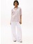 Kadın Beyaz Dantel Detaylı Keten Pantolon 1