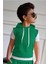Erkek Çocuk Kapüşonlu Şerit Detaylı Kat Şerit Detaylı Sweatshirt Lastikli Yeşil Eşofman 3