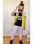 Erkek Çocuk Mini Boy Yazı Ve Şerit Detaylı T-Shirt Kolsuz Sarı Yelek Eşofman Takım 2