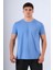 Bisiklet Yaka Modal Flamlı Düz T-Shirt Indigo 1