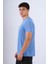 Bisiklet Yaka Modal Flamlı Düz T-Shirt Indigo 2