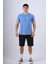 Bisiklet Yaka Modal Flamlı Düz T-Shirt Indigo 3