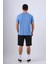 Bisiklet Yaka Modal Flamlı Düz T-Shirt Indigo 4