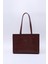 Kahve Rengi Shk173 Deri, Tek Bölmeli, Fermuarlı, Makyaj Çantalı El, Kol Ve Omuz Çantası U:24 E:34 G:13 Cm 1