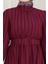 Kolu Volanlı Kemerli Henna Elbise-Bordo 4