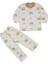 Erkek Çocuk Beyaz Kahve Yıldızlı Ayılı Desenli 2'li Pijama Takımı - 1015498 1